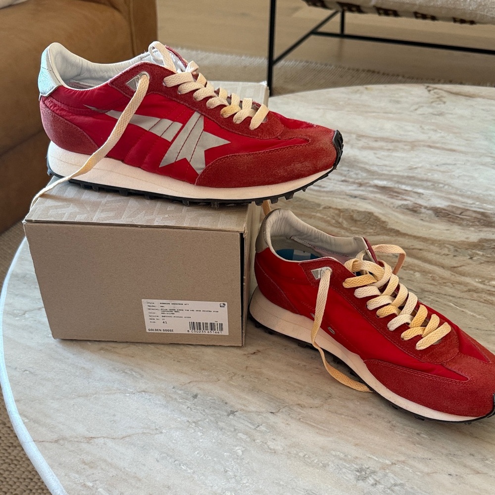 Golden Goose Red Running Marathon Sneakers